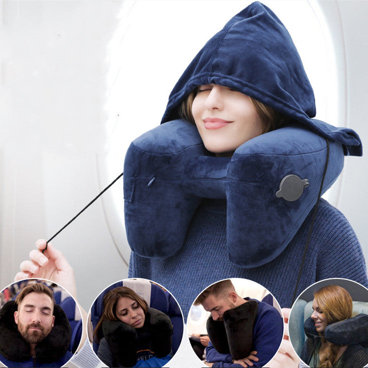 Lightweight Inflatable Hooded Travel Pillow